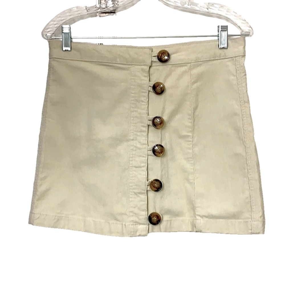 By Together, Cream corduroy miniskirt with tortoise color buttons 🌟HP 9/20🌟